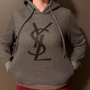 Yves Saint Laurent Gray Fleece-Lined Hoodie